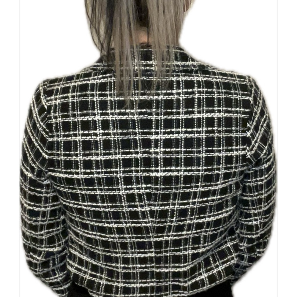 Black & White Plaid Double-Breasted Blazer Dress - Picture 4 of 6